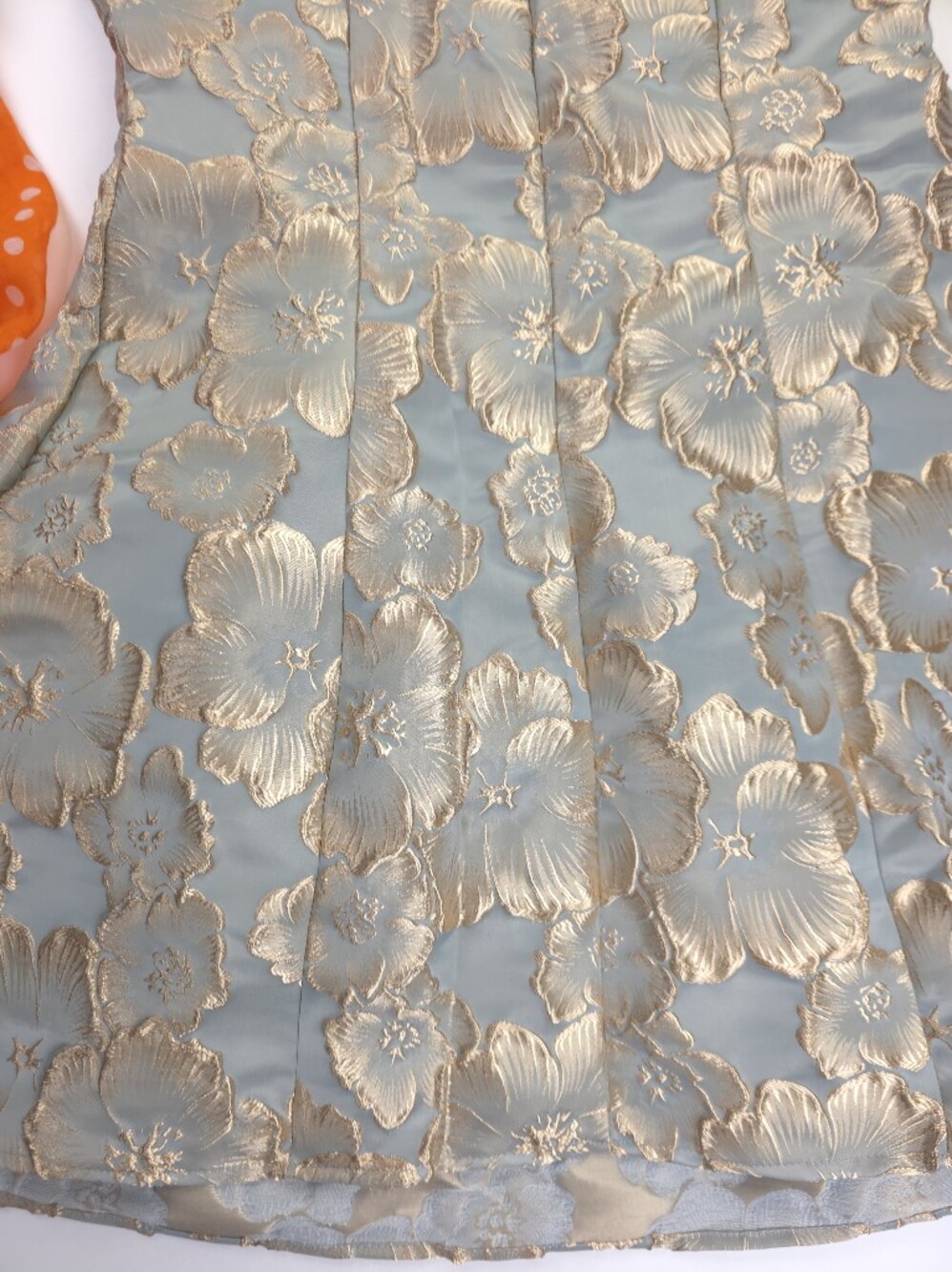 Womens Light Blue Floral Jacquard Party Dress Sz M - Picture 10 of 12